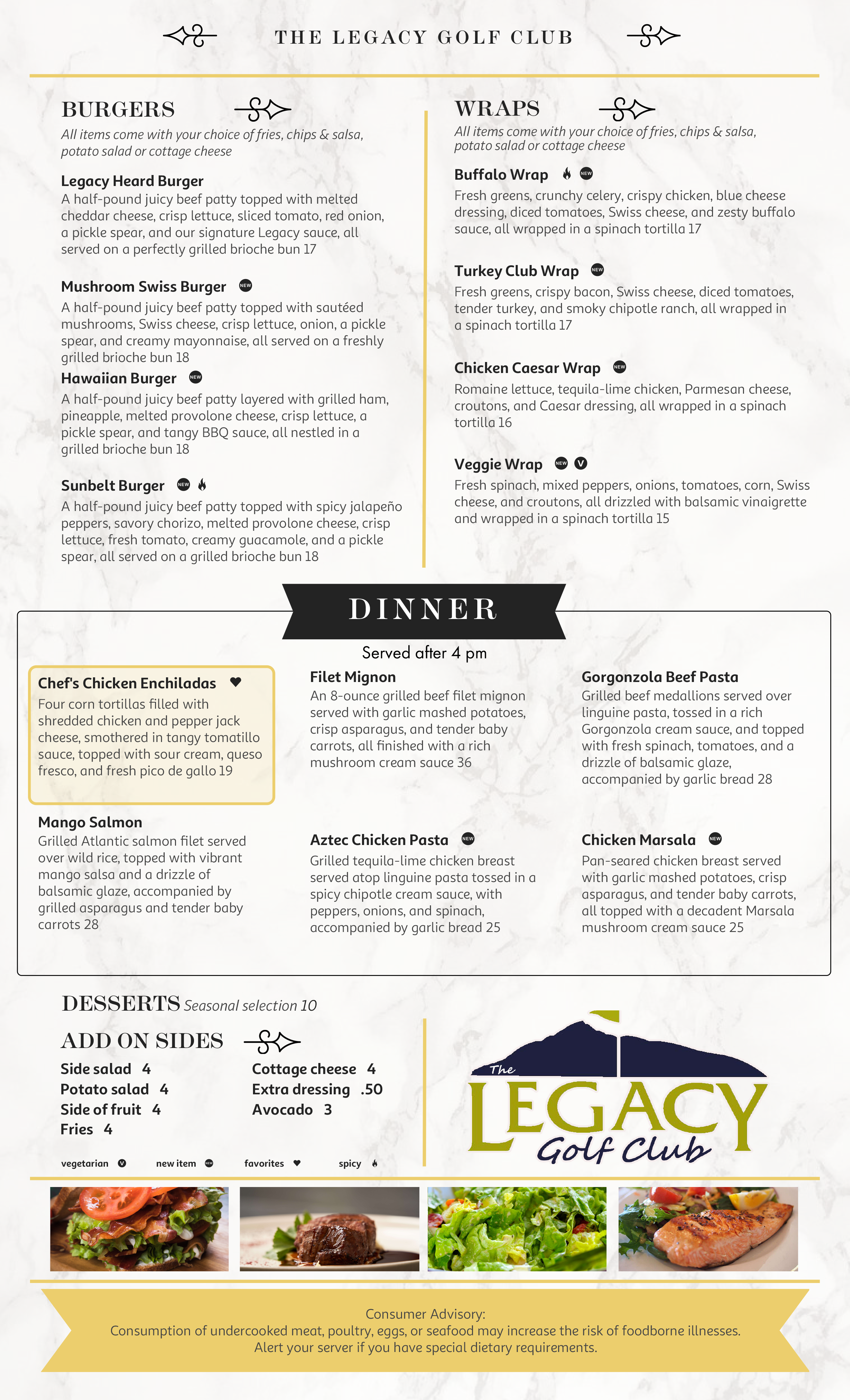Menu - The Legacy Golf Club